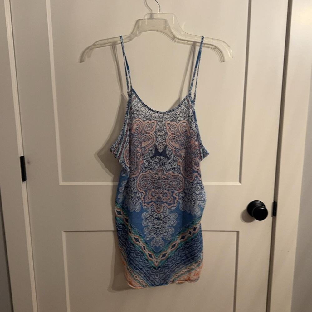 Op Dress Multicolor Paisley Spaghetti Strap Sundress Summer Beach Coverup